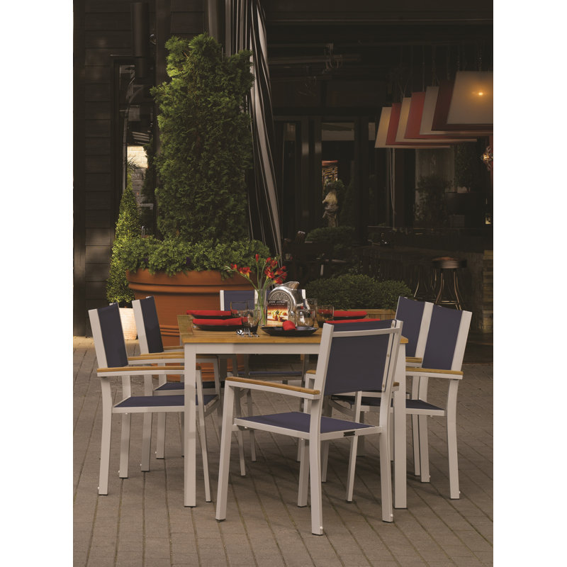 Travira Stacking Patio Dining Chair, Ink Pen, Tekwood Vintage, Chalk