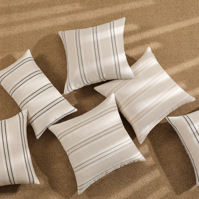 Housses de coussin décoratif 20 x 20 ensemble de 2 housses de coussin rayées en lin texturé Coussins décoratifs carrés pour canapé-lit, salon, décor de ferme, gris