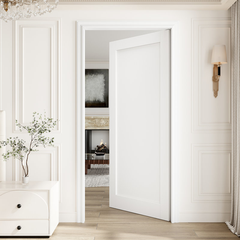 Porte intérieure à un panneau de 36 po x 80 po à panneau plein, porte intérieure à finition blanche prête à peindre, sans cadre de porte et quincaillerie incluse, pour la chambre à coucher, le placard, le couloir, le salon, le garde-manger et la salle de bain Poche, porte française et pliante