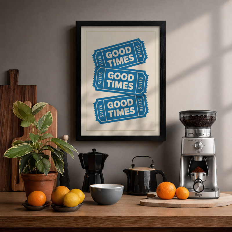 Good Times Tickets Retro - Framed Print, A2 - 59.4 x 42.0 cm, Black