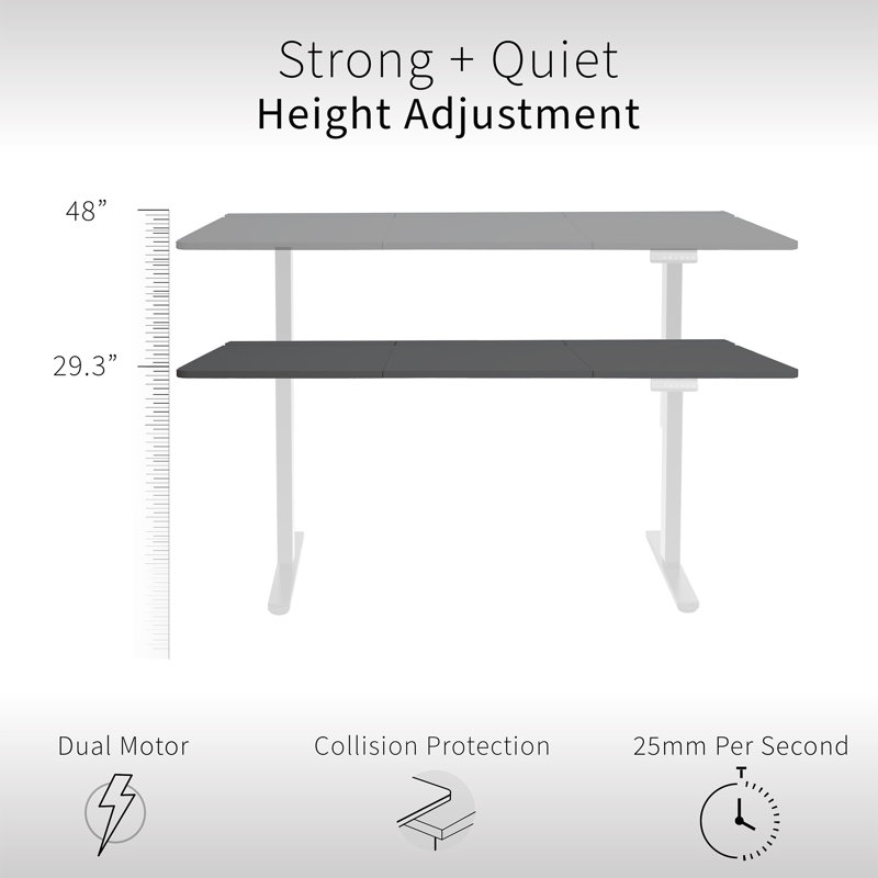 Vivo Electric 60" X 30" Desk, Black/White