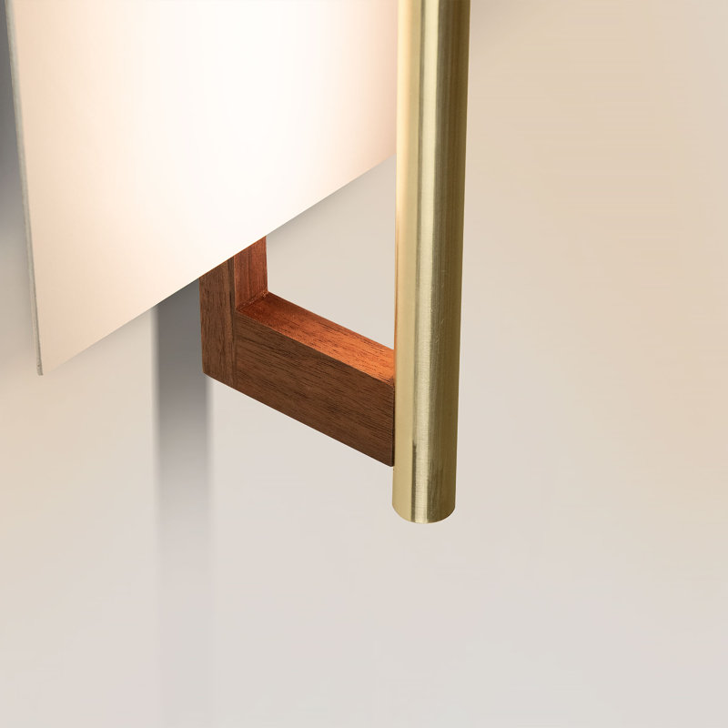 Merus 31 Vanity Sconce - Brushed Brass, Walnut Finish - 4000K - Bright White - 277V AC - White Shade - 39.3, 2700K, 120 V
