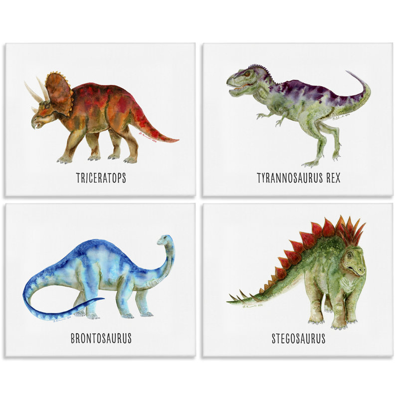 Educational Dinosaur Types 4 PC Canvas Wall Art Set by Brett Blumenthal, 11" H x 14" W