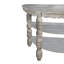 Console demi-lune en bois avec 2 tablettes et pieds tournés, gris