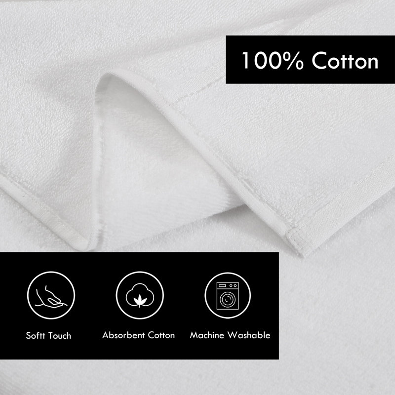 Lux 6 Piece 100% Cotton Towel Set, White