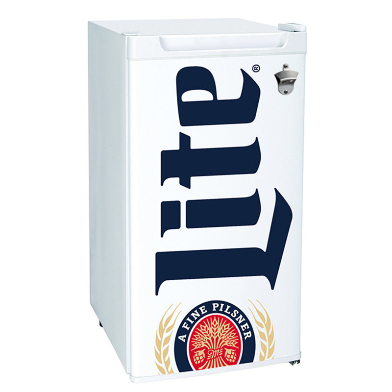 Miller Lite Compact Fridge with Bottle Opener, 3.2 cu ft (90L), White