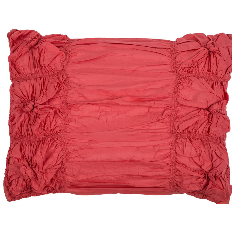 Taie décorative 100% coton avec nœuds, Très grand, corail