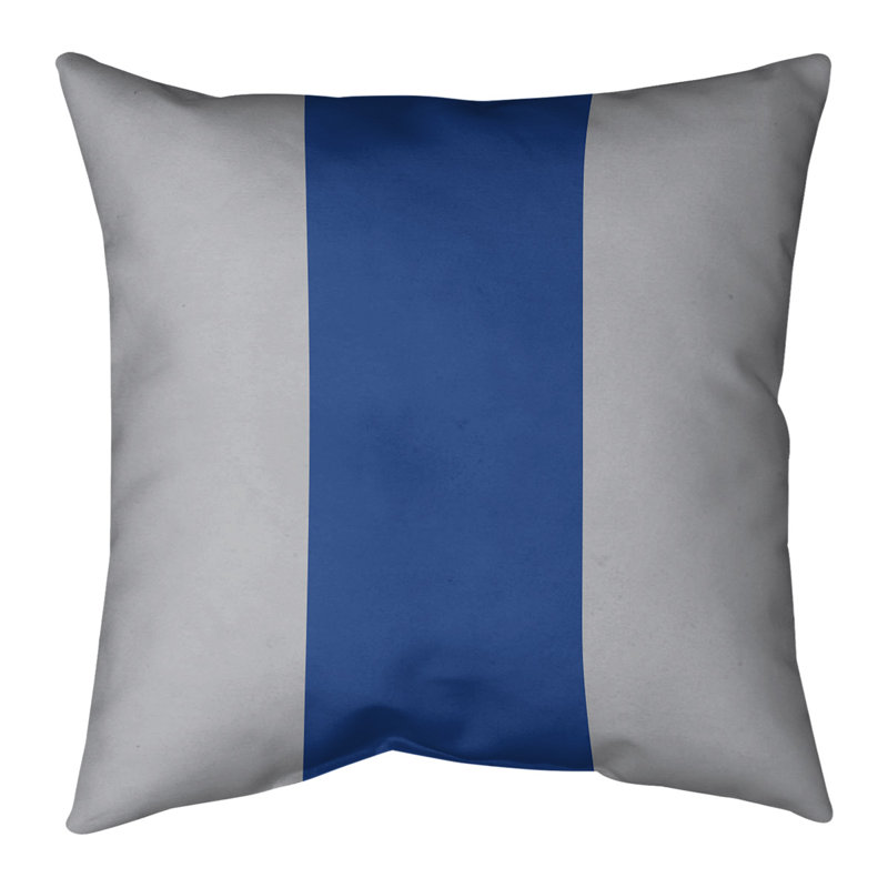 Coussin Detroit, 26 po x 26 po, Gris / bleu royal / gris, Housse de coussin seulement - sans coussin