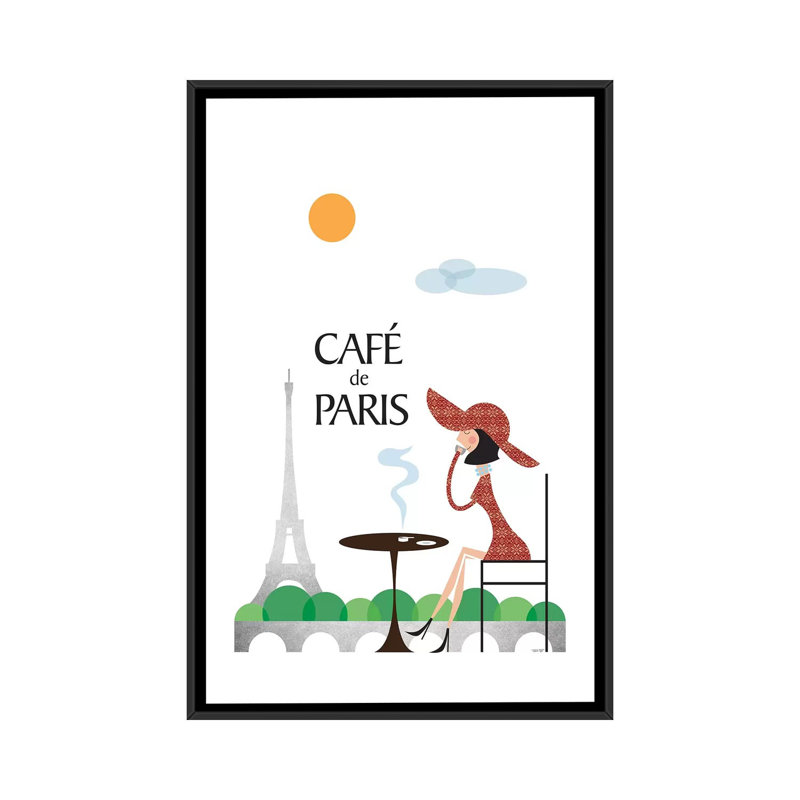 « cafe de paris », impression sur toile, H 26 po x l 18 po x P 1,5 po, Toile avec cadre noir, Pas de tapis