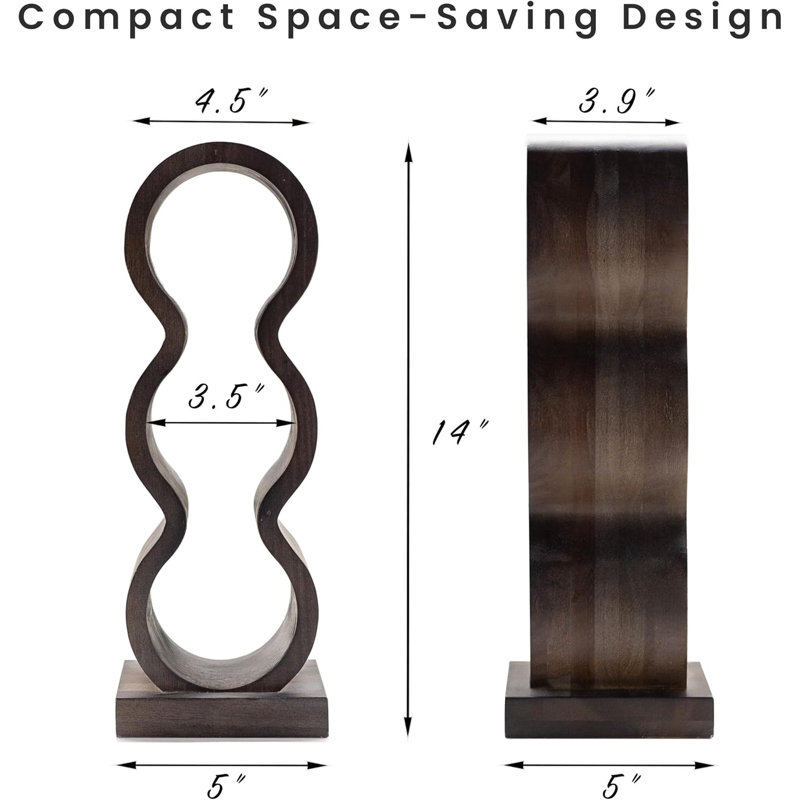 Comptoir de porte-bouteilles de vin - petit support à vin pour 3 bouteilles, support à vin de table vertical, support à bouteilles décoratif pour rangement de vin pour la cuisine, décor de bar, cadeau d'amateur de vin