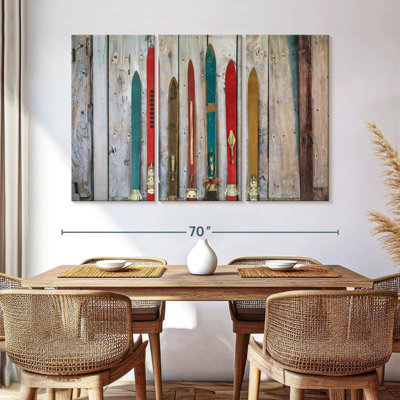 " Colorful Rustic Skis " 3 - Pieces