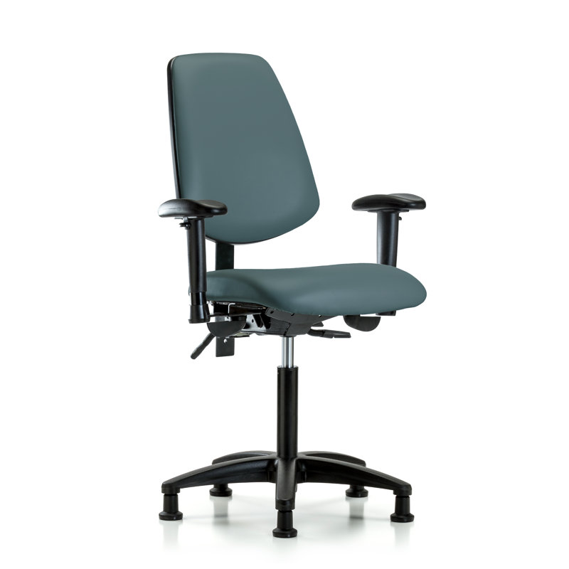 John Vinyl Task Chair, Colonial Blue, Glides, Included