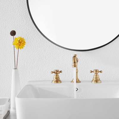 Robinet de lavabo de salle de bain à entraxe de 8 pouces à 2 poignées et 3 trous avec robinet de meuble-lavabo en laiton antique