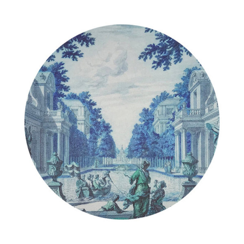 Dimanche A Paris Vegan Leather Round Coasters, Cerulean
