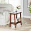 Table d'appoint rétro ardoise rétro brun rougeâtre avec tablette de rangement, petite table de bout pour le salon, petits espaces, maison de ferme, table de chevet mince