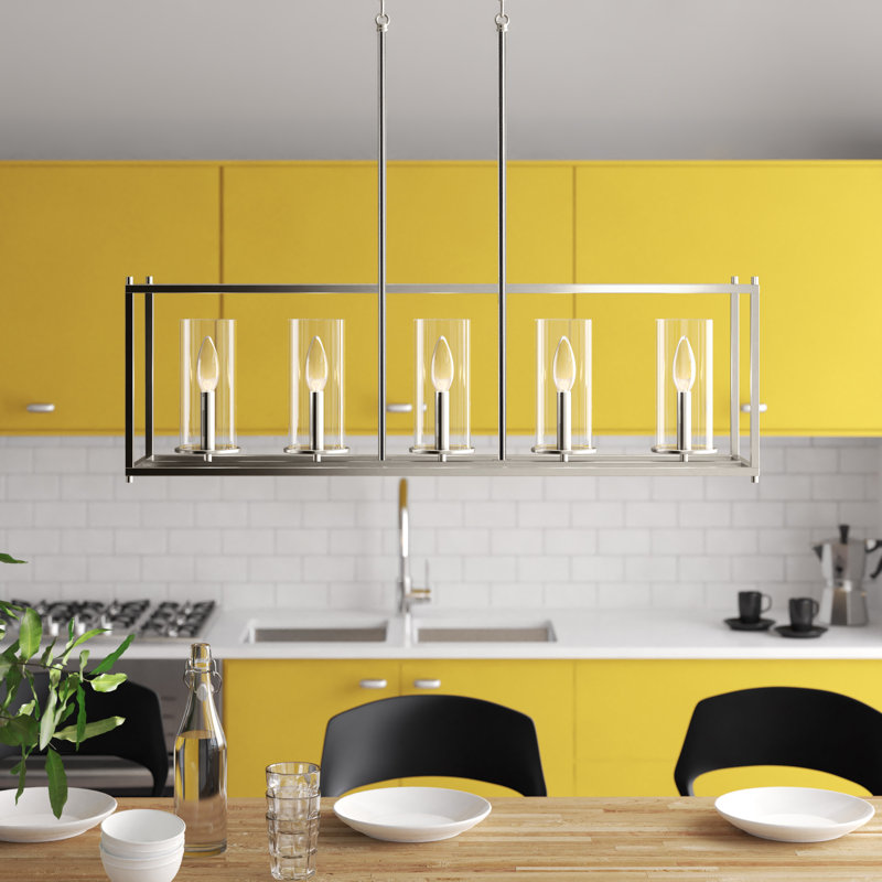 5 - Light Kitchen Island Pendant, Brushed Nickel