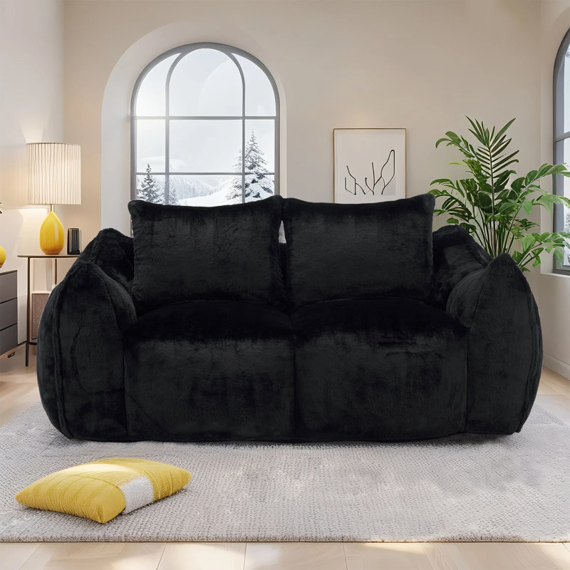 Giant Bean Bag Couch for Adults, 75" Oversized Fluffy Loveseat Sofa with Pillows,Lounge Chair for Living Room, Bedroom, Reading Nook