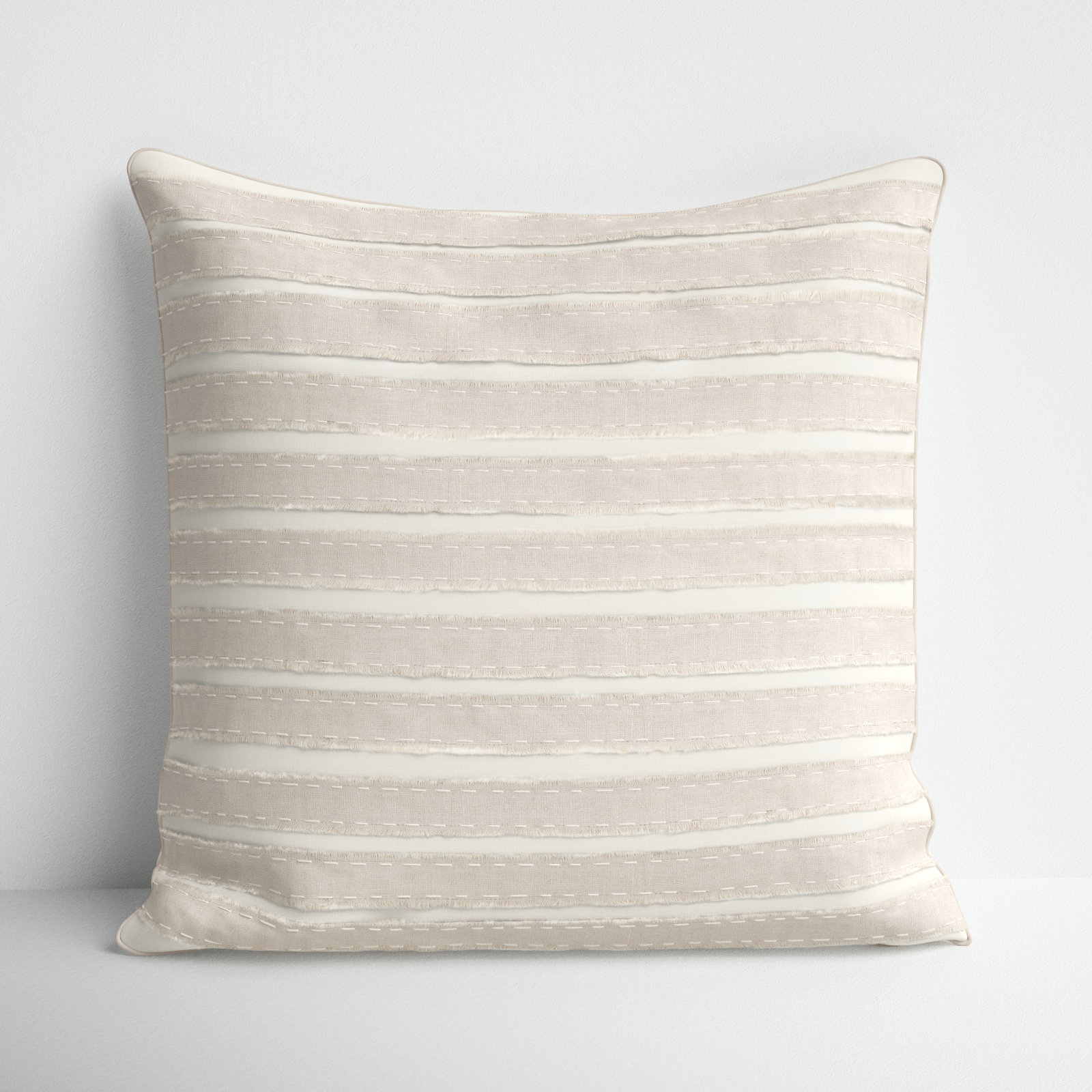 Lorena Striped Linen Throw Pillow, 22" H x 22" W x 4" D, Ivory, Polyester