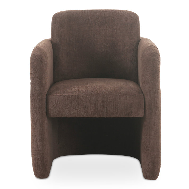 Becca Rolling Dining Arm Chair, Dark Brown Performance Chenille