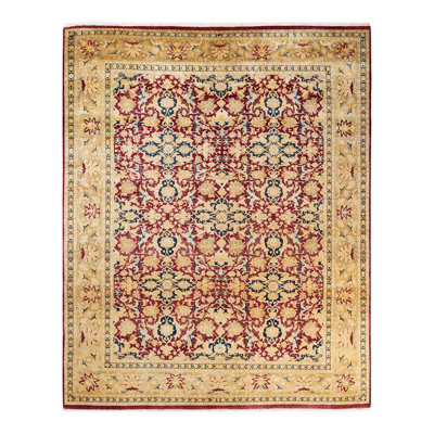 Tapis traditionnel noué à la main de conception unique 7 pi 10 po x 9 pi 10 po Vivy Mogul
