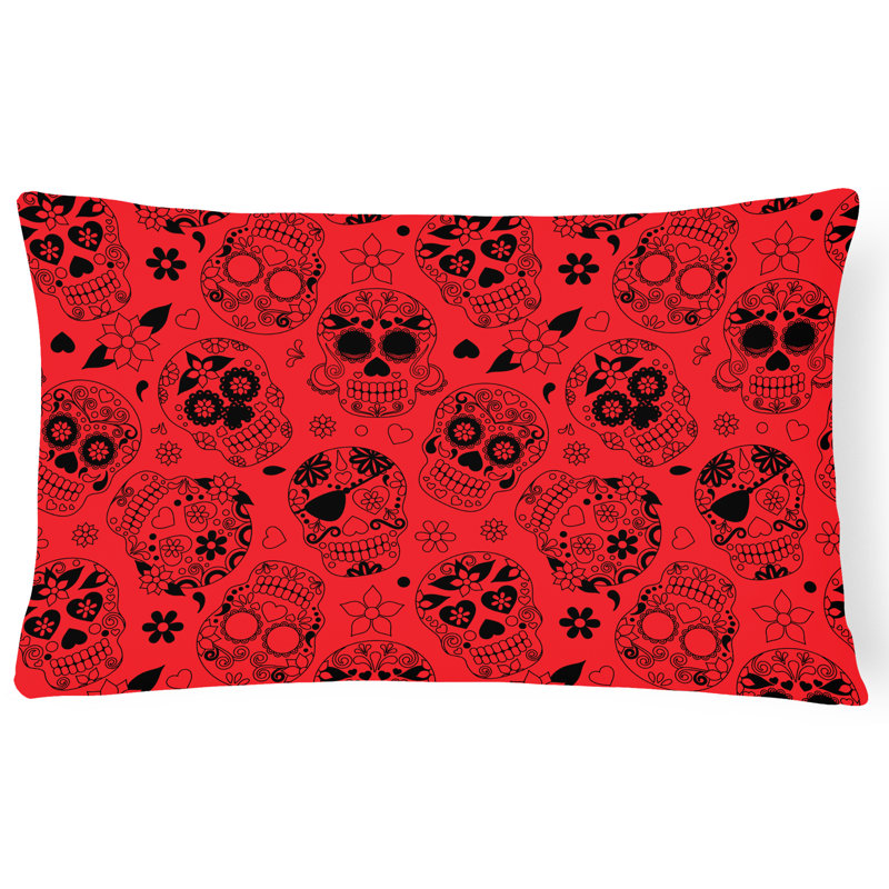 Day of the Dead Lumbar Pillow, Red