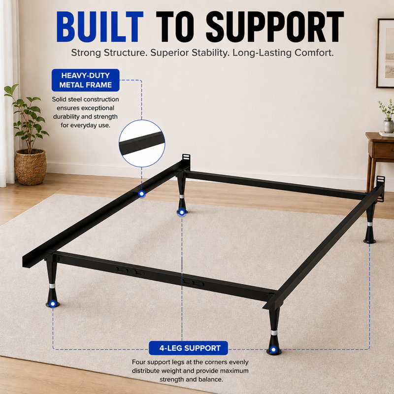 Structure de lit Pomona Advanced avec rivets en acier, Simple