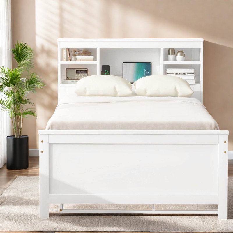 Space-saving Twin Size Beds, White Wood, Modern Design For Small Spaces