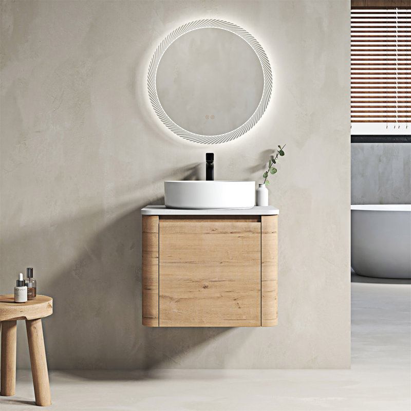 Meuble-lavabo mural avec lavabo d'art en céramique, Blanc