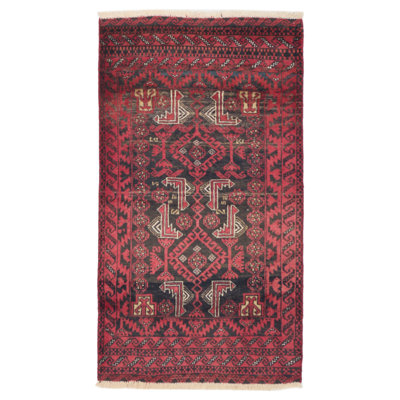 Baluch Black, Red Rug 3'1" x 5'6"