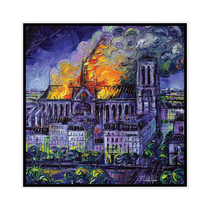 Notre Dame De Paris Fire by Mona Edulesco - Painting on Canvas
