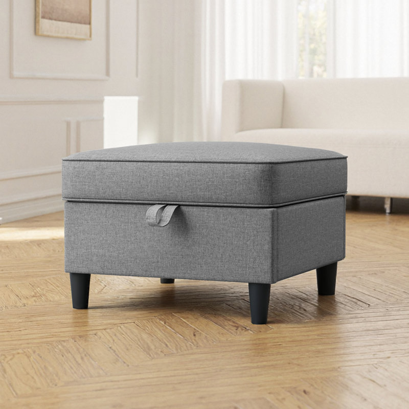 Repose-pieds de rangement en tissu gris, 23 po x 25 po, capacité de charge de 660 lb, tabouret de pieds multifonctionnel, table de bout, banc à chaussures | Idée de cadeau