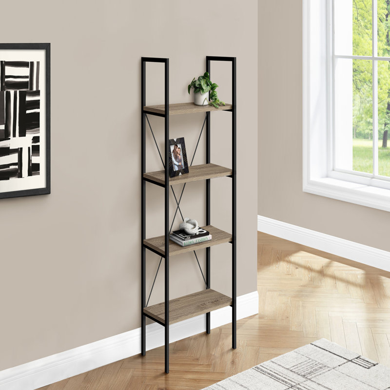 Bibliothèque contemporaine à 4 niveaux avec un design élégant pour le bureau et la chambre à coucher, idéale pour exposer des objets de collection et économiser de l'espace.