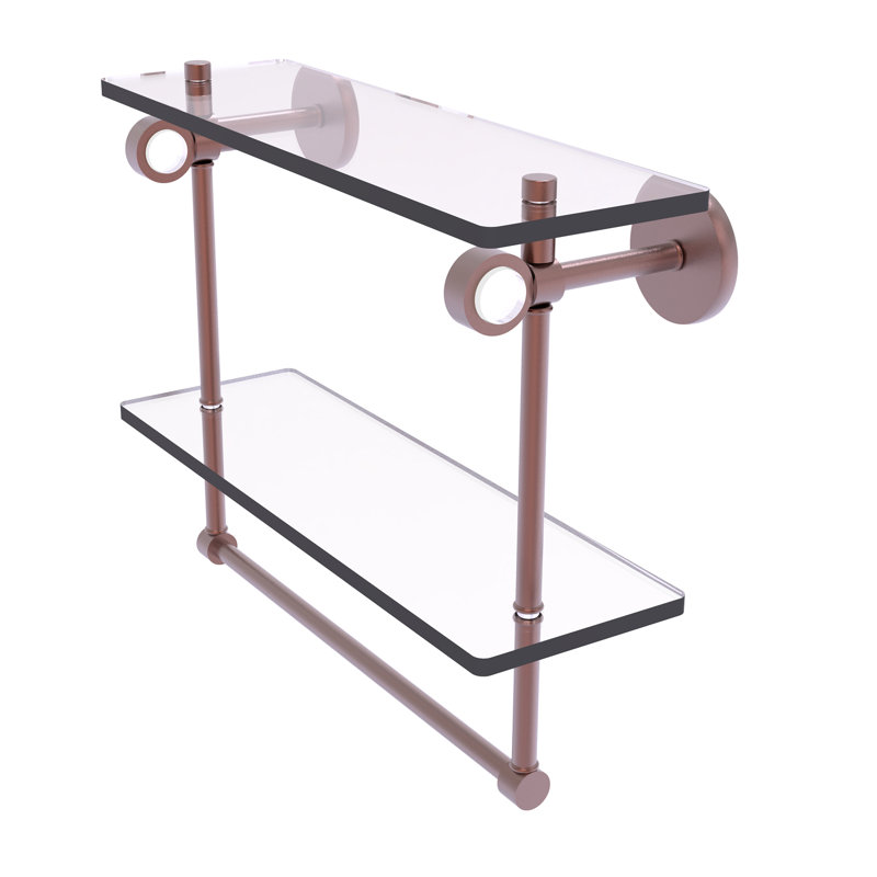 Tablette murale en verre double meuble-lavabo Margolis, H 12,8 po x l 16 po x p 5,6 po, Cuivre antique