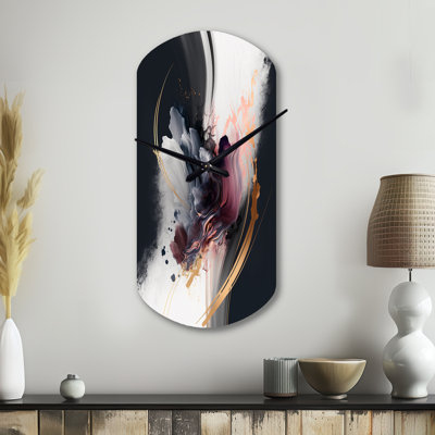 Gold Purple Transcending Complexity I - Cylinder Shape Unique Abstract Wall Clock