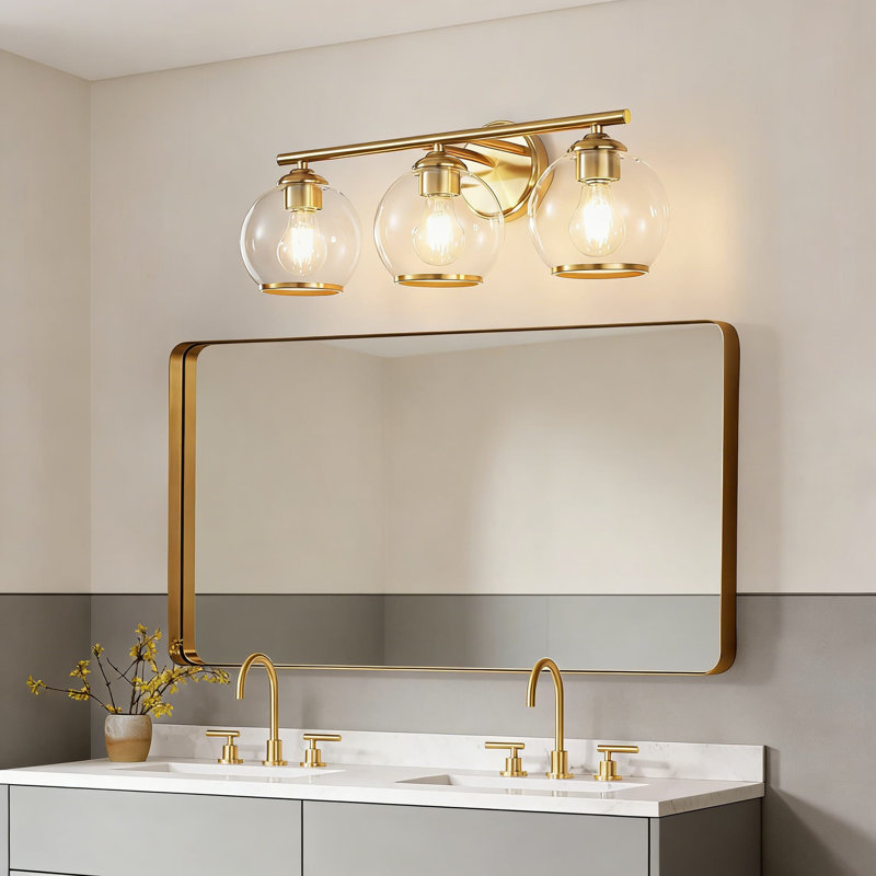 Luminaire de salle de bain Modern, Transparent, Or brossé