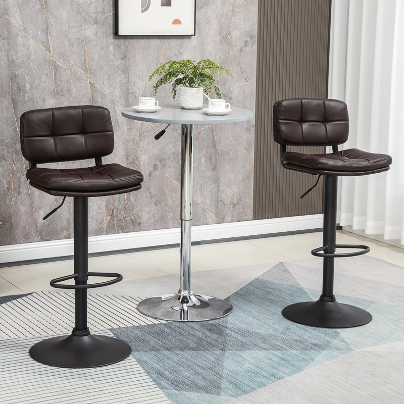 Swivel Upholstered Adjustable Height Counter Stool with Metal Frame