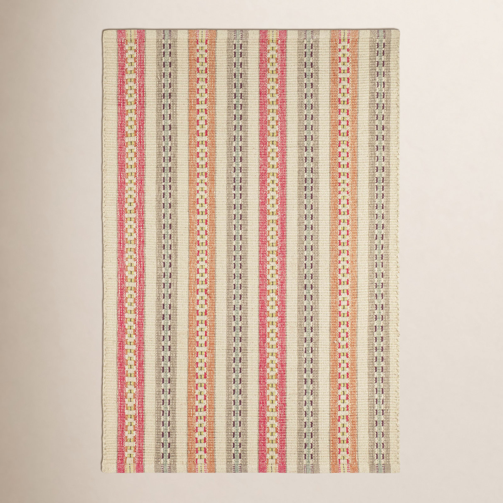 Long Slade Spice Flatweave Striped Cotton Rug, Rectangle 3' x 5'