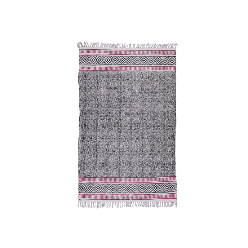 Tapis gris / rose en coton tissé à plat à la main Susanna, Rectangle 4 pi x 6 pi