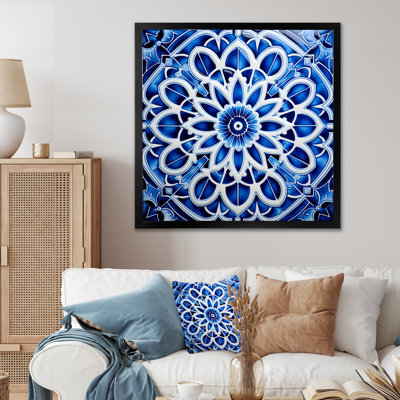 White And Blue Moroccan Tiles  - Geometric Wall Art
