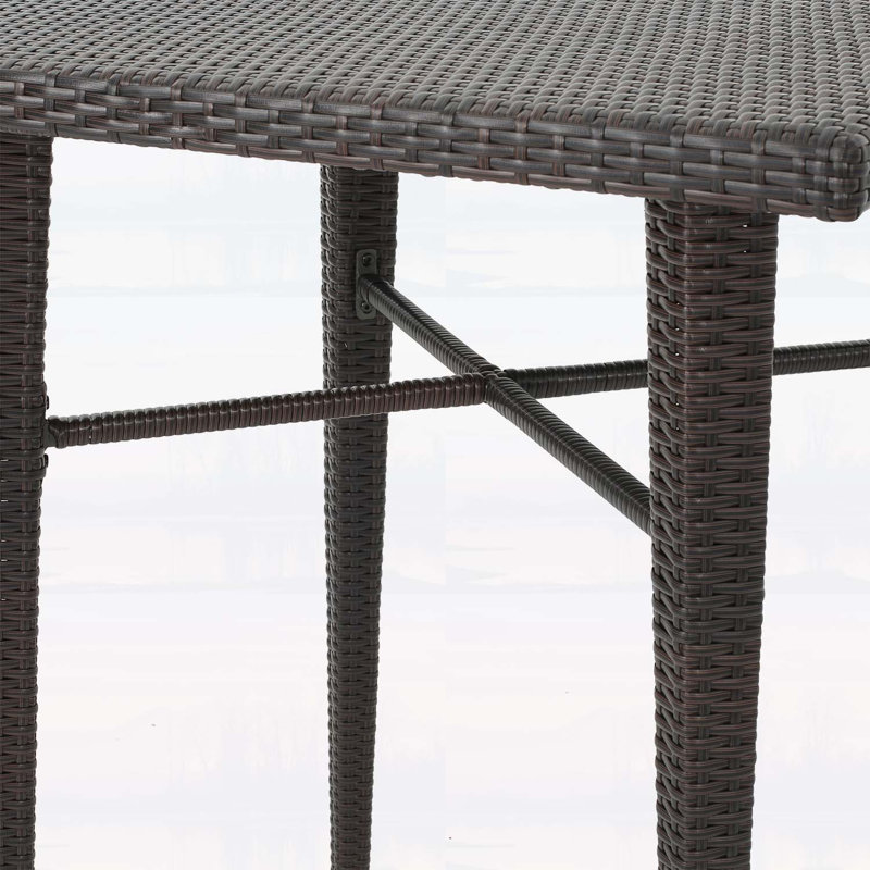 Table de bar carrée durable en osier de 32 pouces pour une utilisation extérieure, résistante aux intempéries et élégante pour tout patio ou jardin