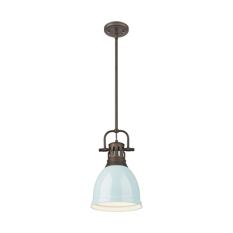 Petit luminaire suspendu avec tige Aljona, H 14,25 po x l 8,875 po x P 8,875 po, Bronze huilé, Vert