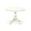 L'ensemble de table de cuisine 3 pièces comprend une table de salle à manger ronde avec piédestal et 2 chaises rembourrées en tissu bleu lin, lin blanc-1998624643-1998732287-1998732272