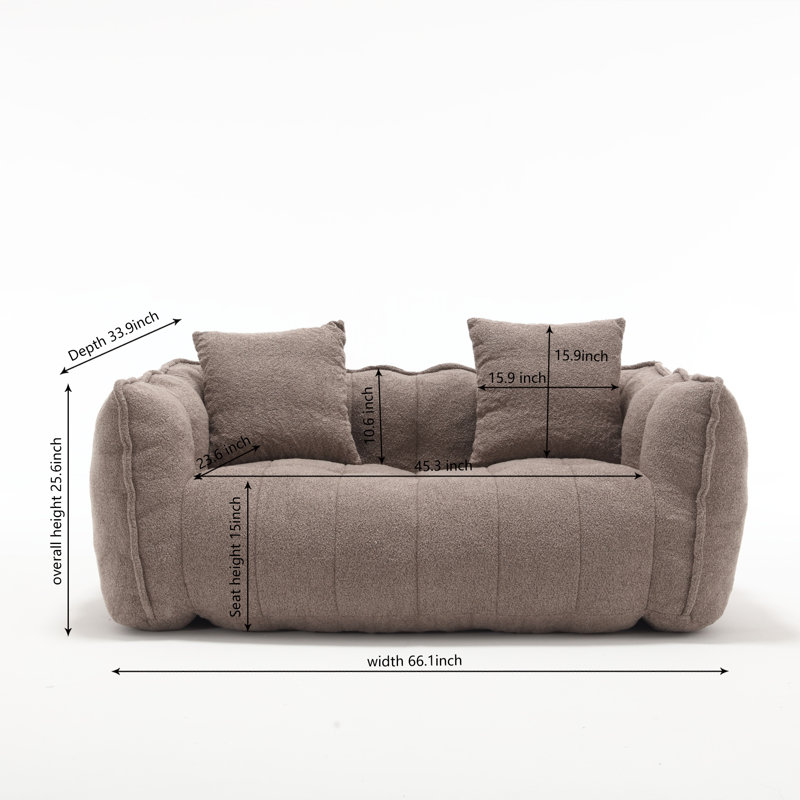 66" Modern Style Upholstered Sofa, Brown