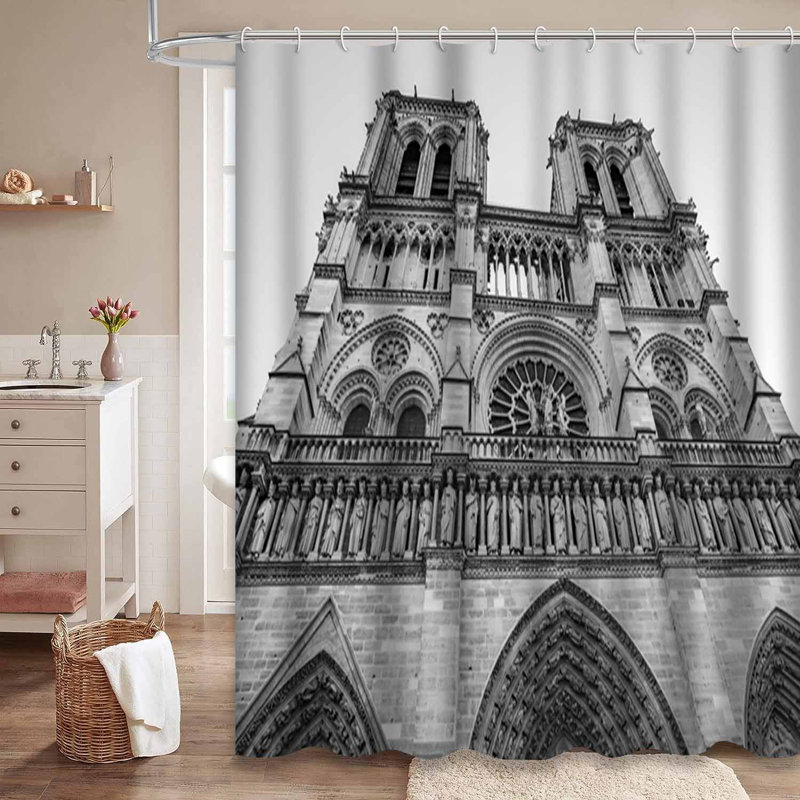 Rideau de douche gris avec 12 crochets Paris, 72" L x 72" W