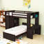Lit superposé avec bureau, tablettes et tiroirs, garde-robe-119617994-119617996