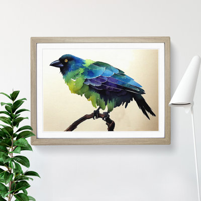 Crow Bird Watercolour - Framed Print