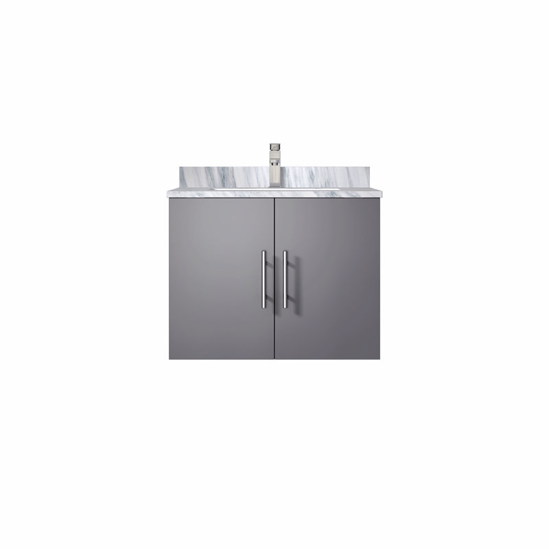 Bath Vanity 24 In. W X 22 In. D, Carrara Marble Top, And Faucet Set, Grey