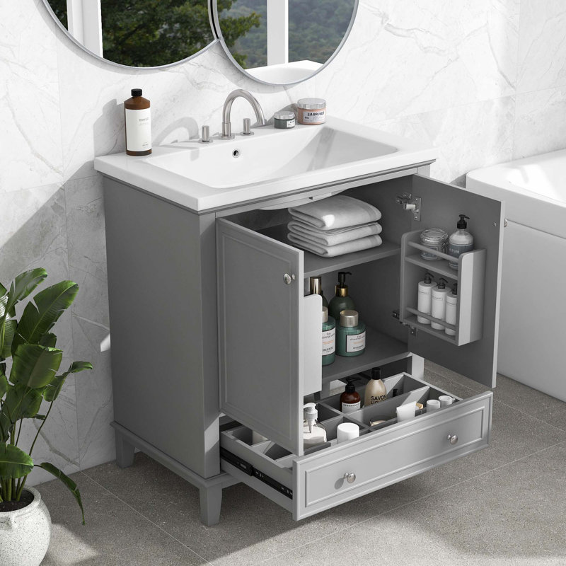 Meuble-lavabo 30 po avec lavabo, Gris