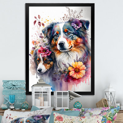 " Cute Australian Shepherds FloralII "