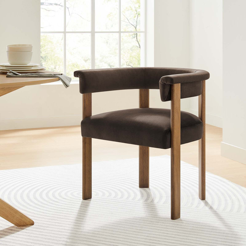 Modway Imogen Velvet Low Back Armchair, Chocolate Brown